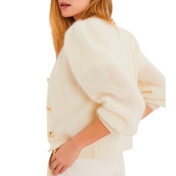 BASH BA&SH  Bayler Lady Cardigan Puff Sleeve Cardigan Statement Buttons Sezane - Picture 11 of 13